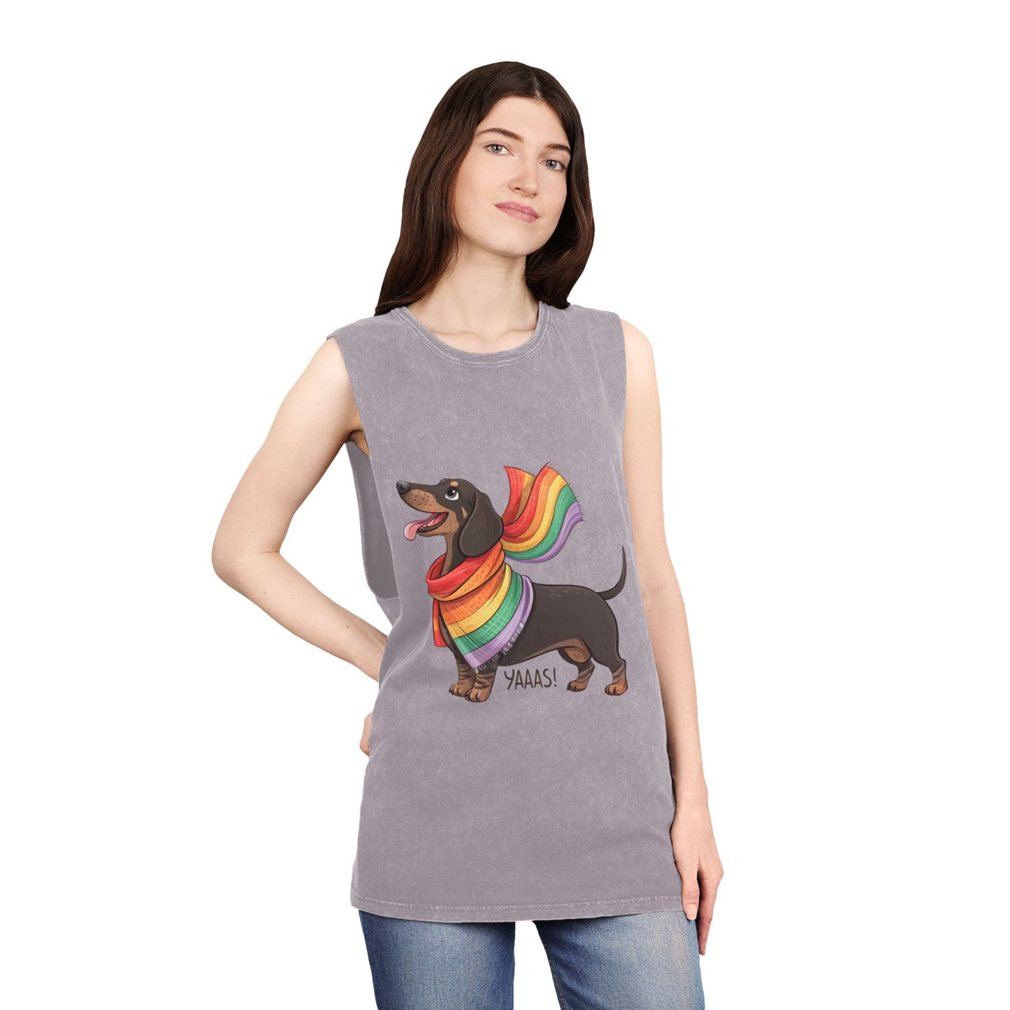 Pride Dachshund Stonewash Tank Top - Unisex Casual Wear