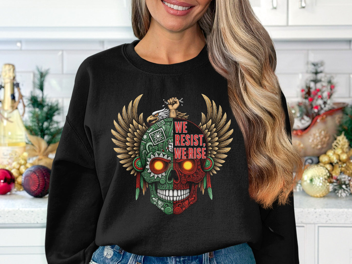 We Resist We Rise Winged Skull Graphic Sweatshirt product