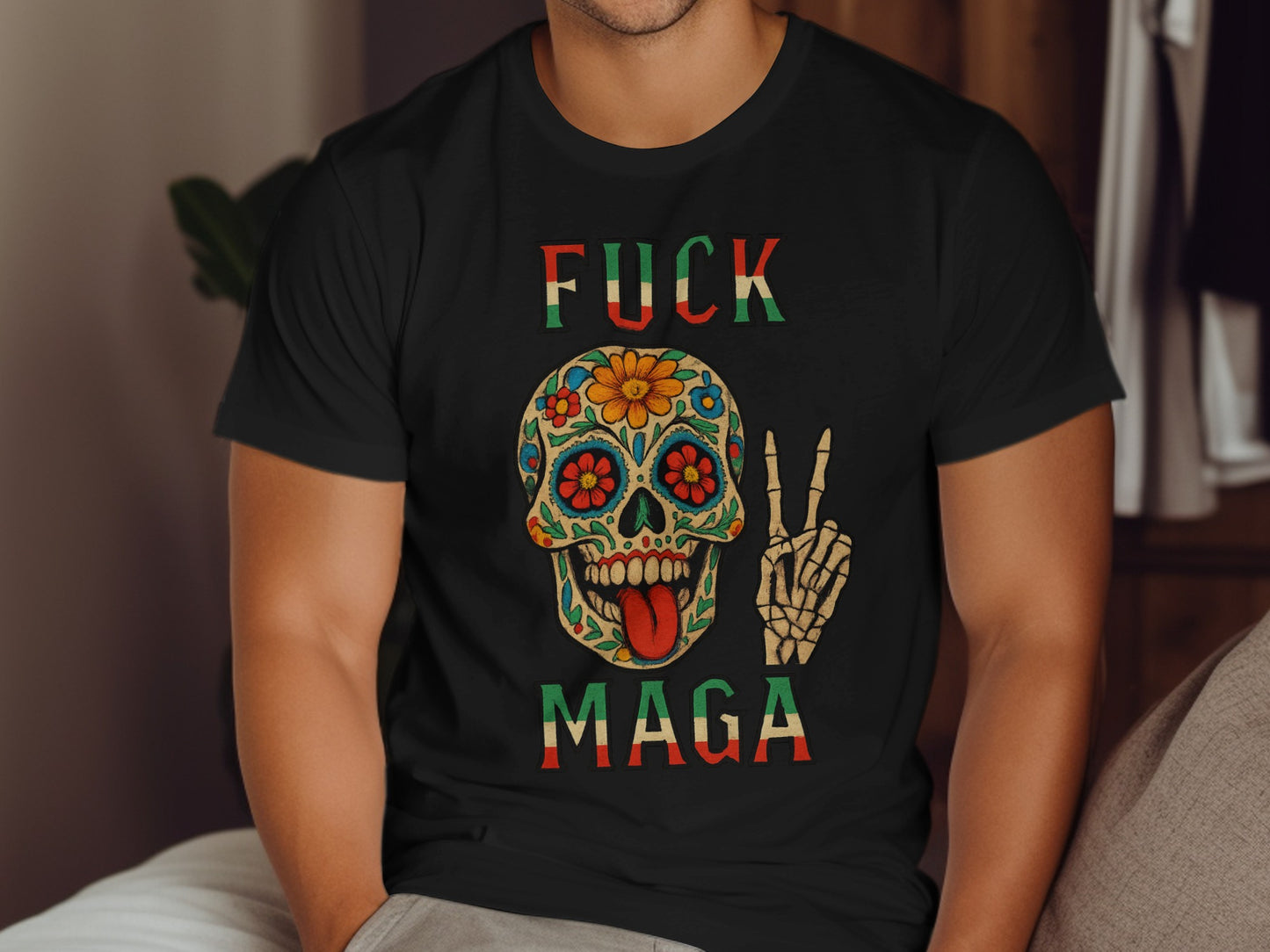 Bold Skull Design Fuck MAGA Statement T-Shirt product type