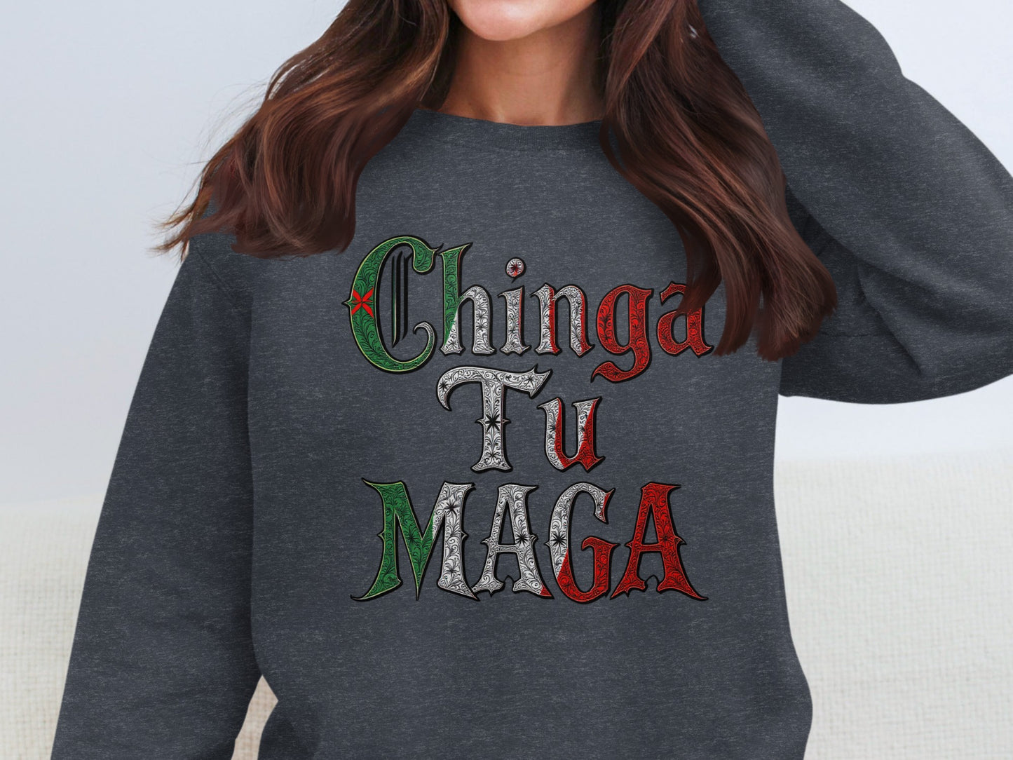 Chinga Tu Maga Text Print Graphic Sweatshirt product type