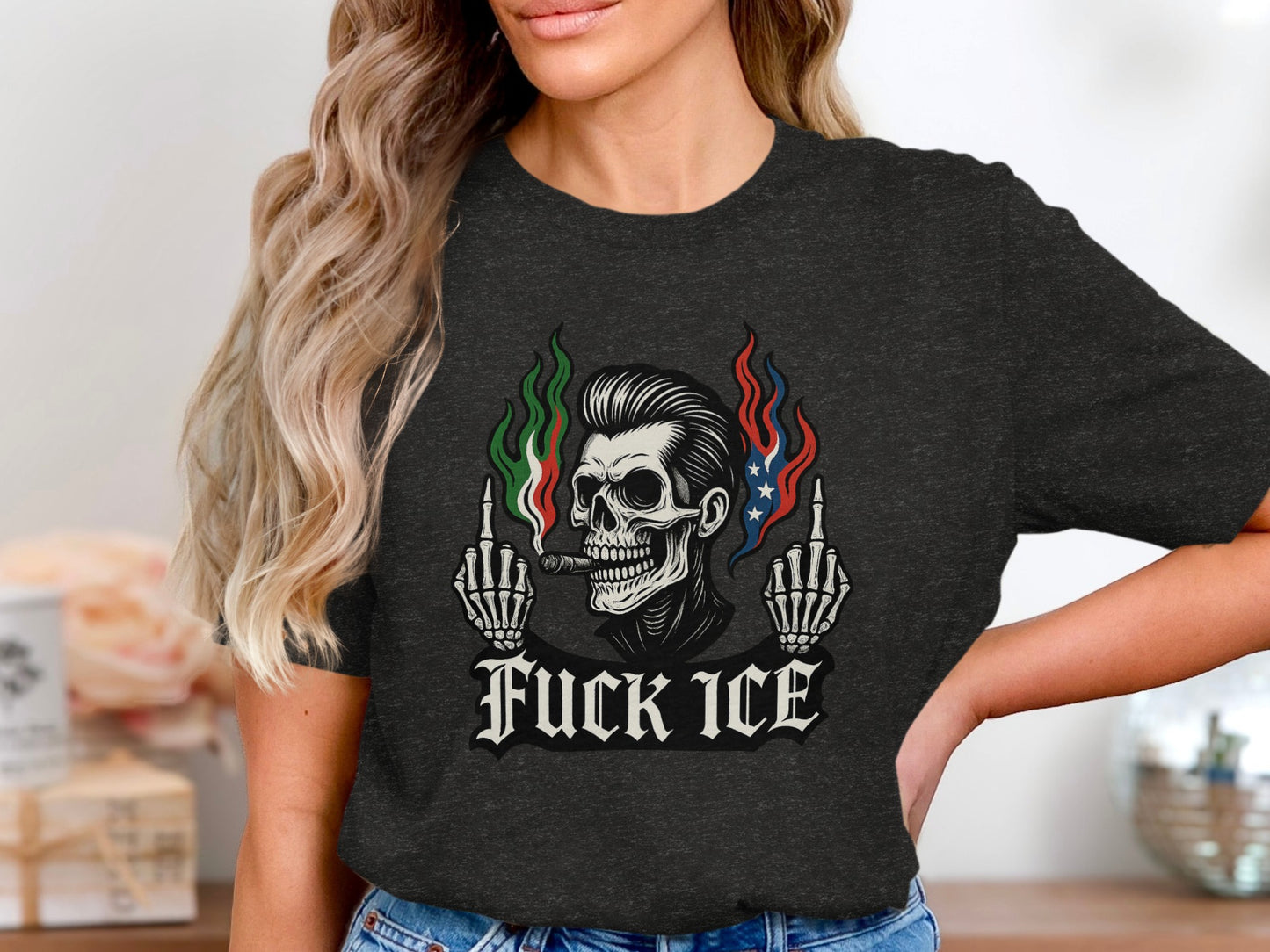 Fuck ICE Skull Design Graphic T-Shirt product