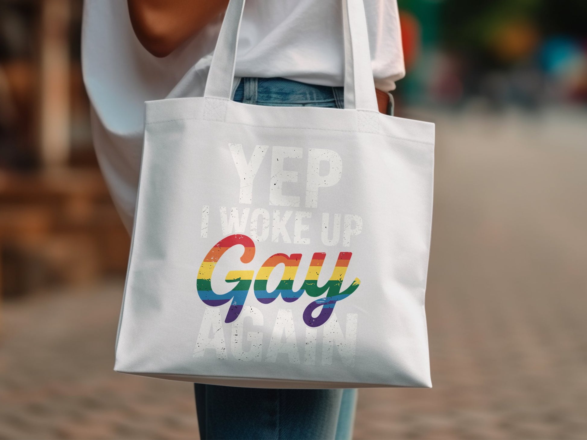 Yep I Woke Up Gay Again Tote Bag product