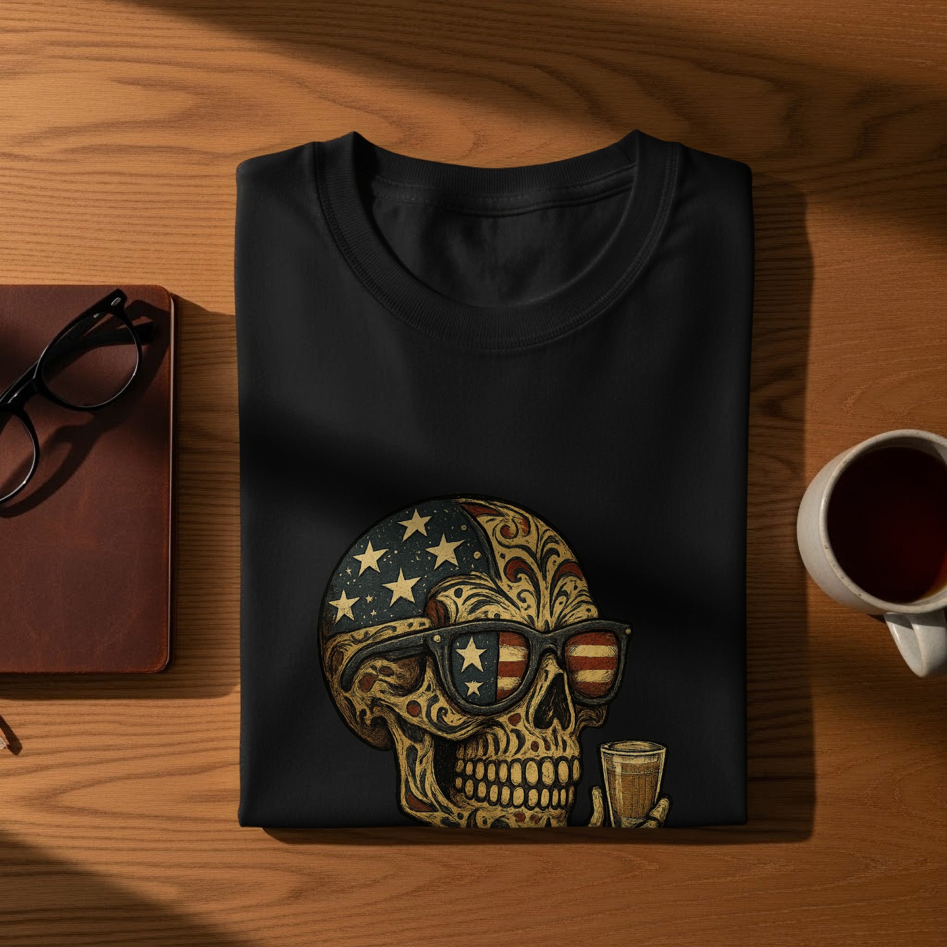 Cool Skull with Sunglasses and Drink T-Shirt product