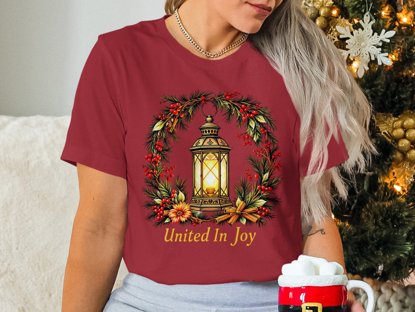 United In Joy Lantern Wreath Christmas Shirt
