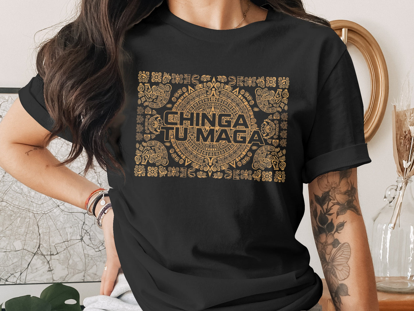 Aztec Inspired Graphic Tee Statement T-Shirt product