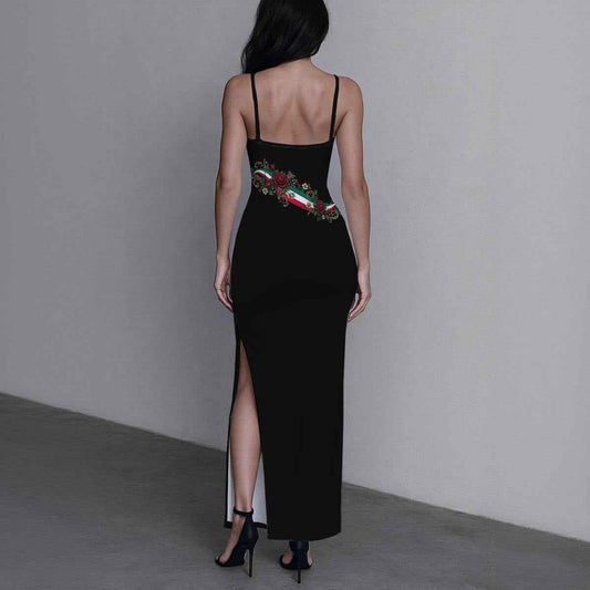 All-Over Print Women's Long Dress with Slit