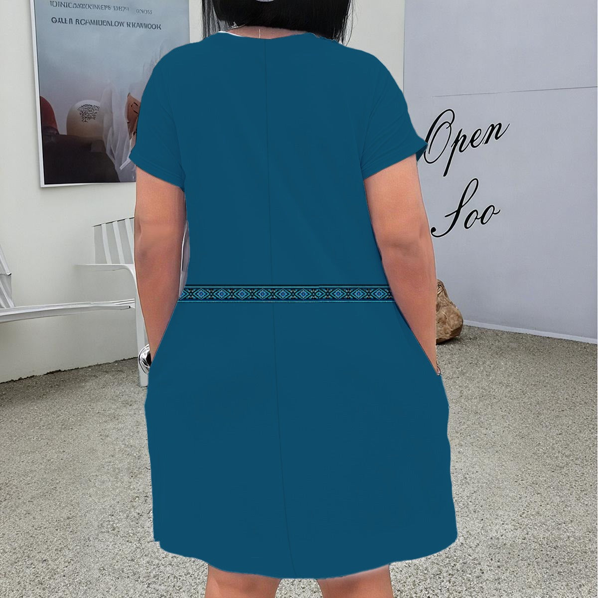 All-Over Print Women'S V Neck Short Sleeve Dress|Plus Size