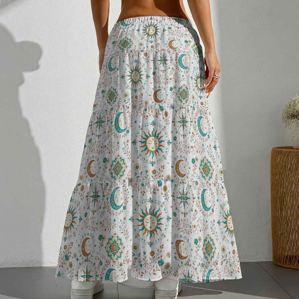 All-Over Print Women's Pleated Long Skirt