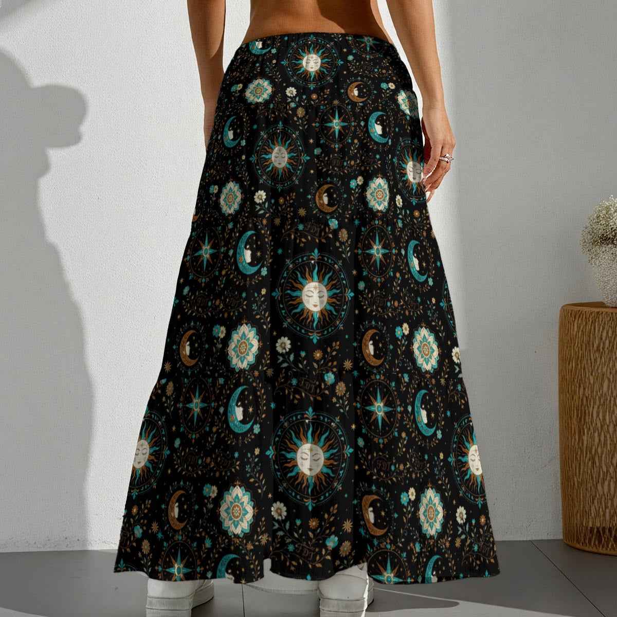 All-Over Print Women's Pleated Long Skirt