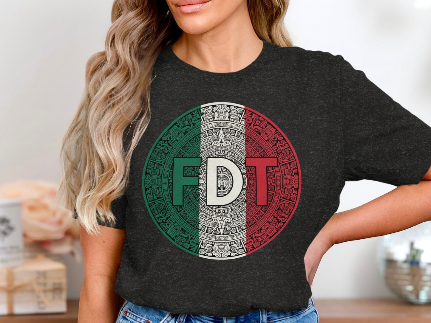 Aztec Design Mexican Flag FDT Logo Graphic T shirt product