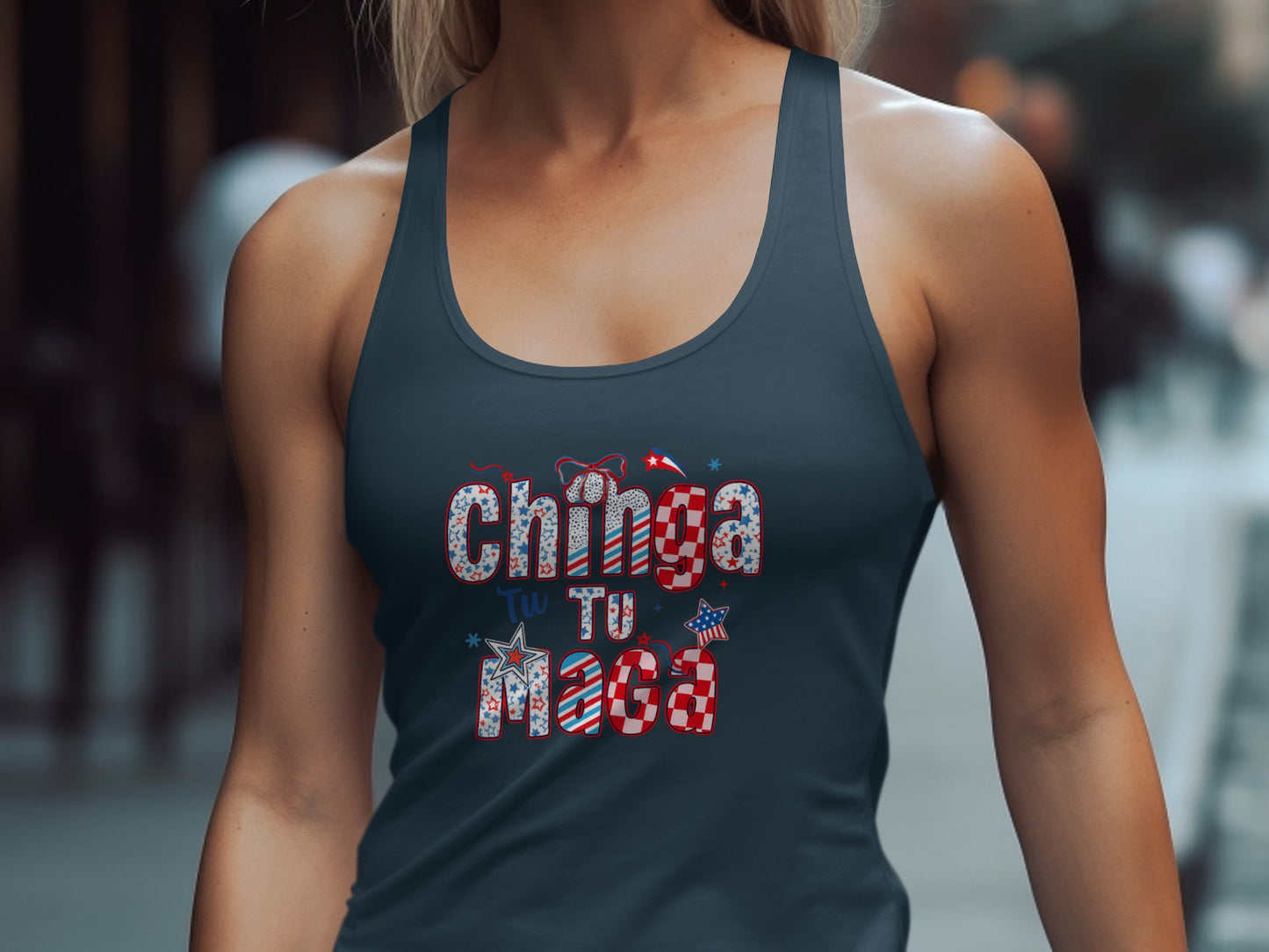 Chinga Tu Maga Racerback Tank Top product type
