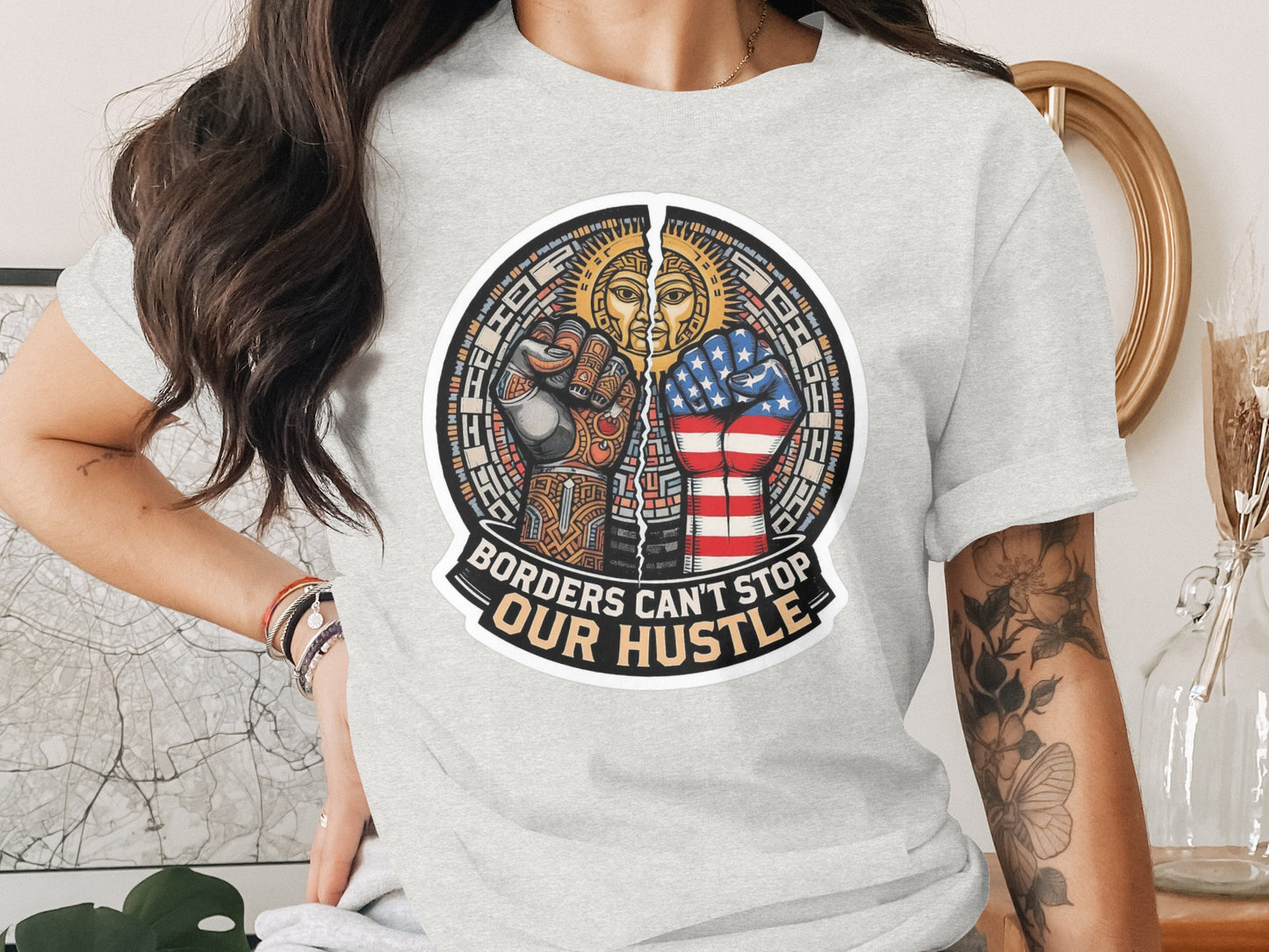 Borders Can't Stop Our Hustle Graphic Tee product type