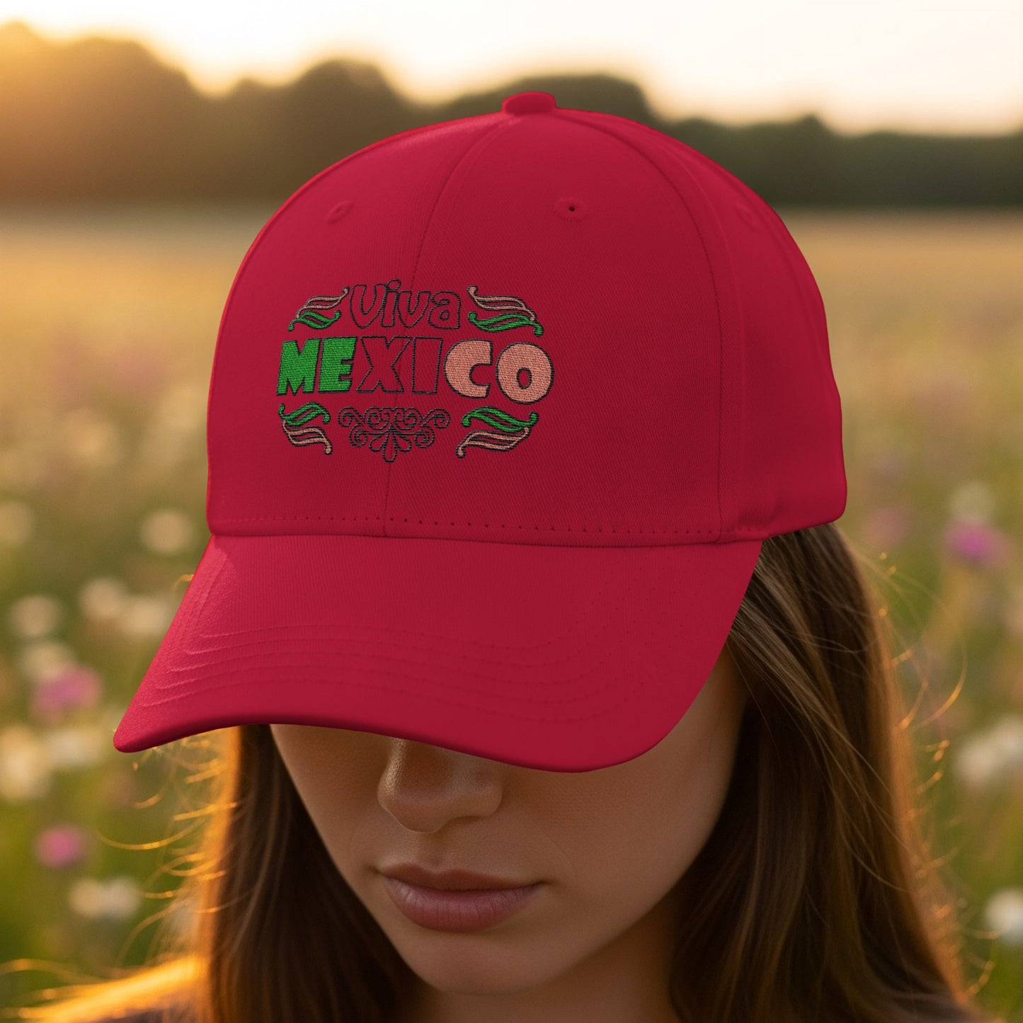 Viva Mexico Embroidered Red Cap product