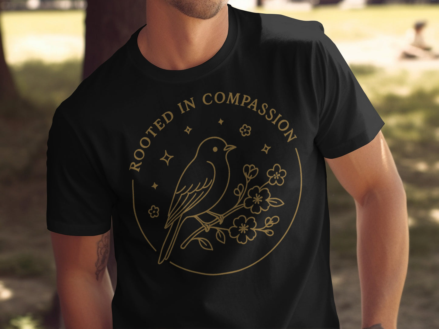 Rooted in Compassion Bird and Flowers T-Shirt product type
