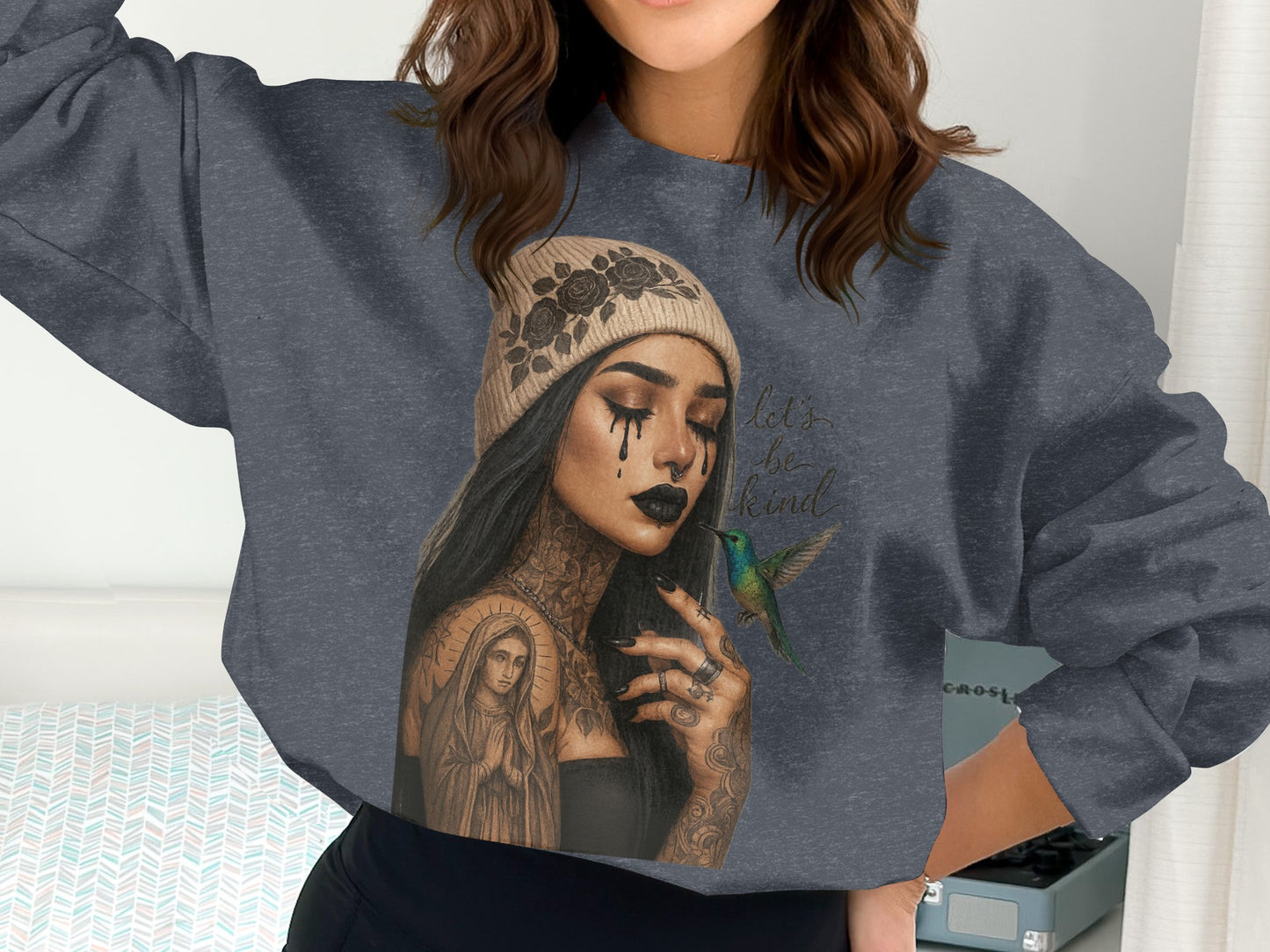 Let's Be Kind Tattooed Girl Graphic Sweatshirt product