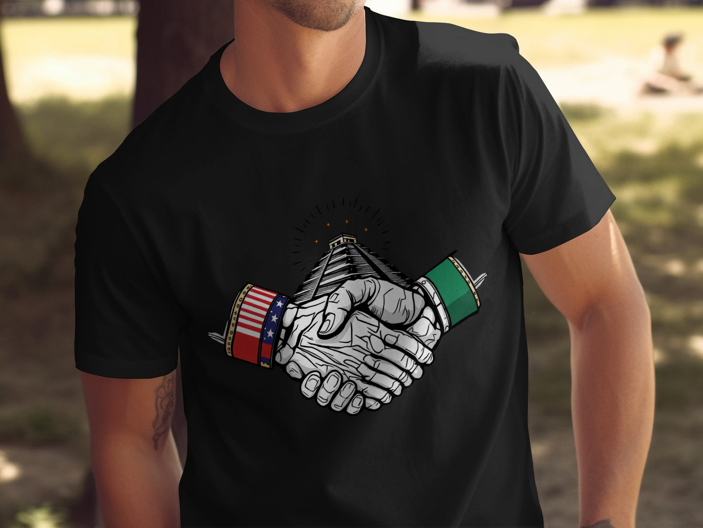 Unique Handshake Artwork Black T-shirt product