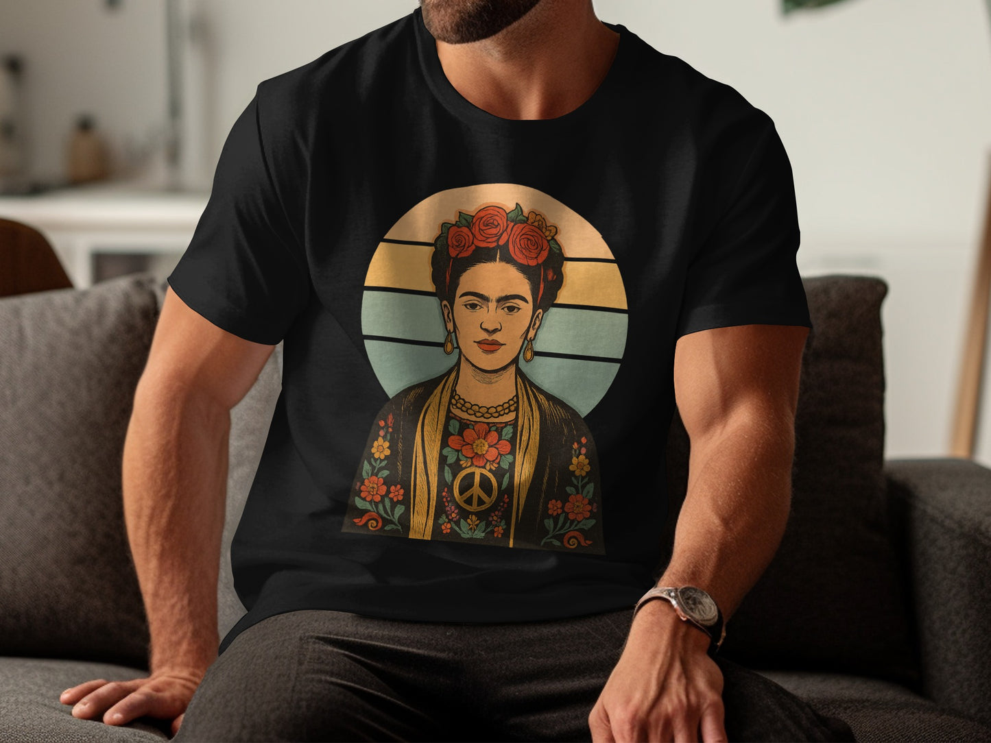Frida Kahlo Graphic Design Short Sleeve Black T-shirt product type