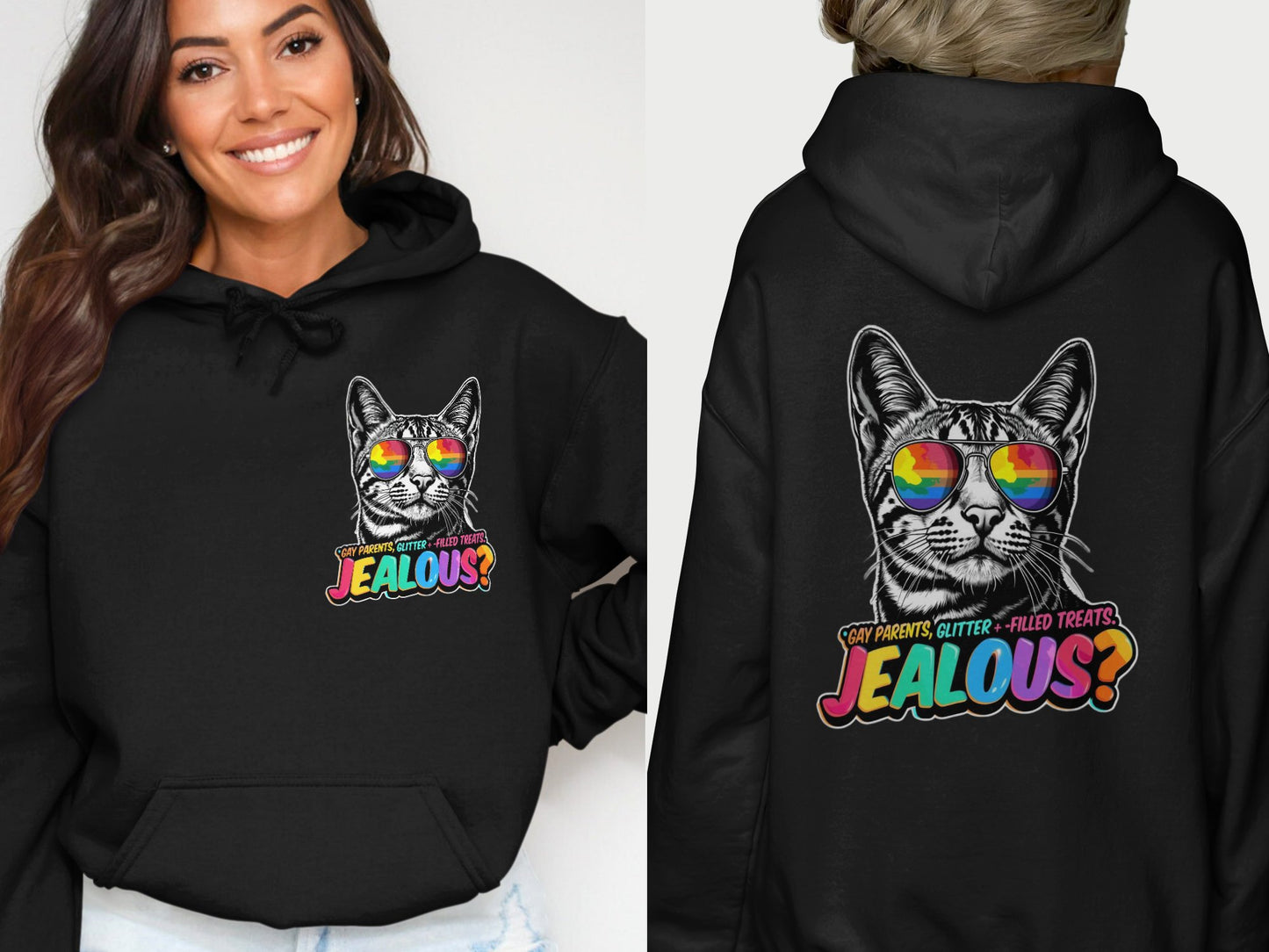 Cat Jealous Rainbow Sunglasses Funny Hoodie product
