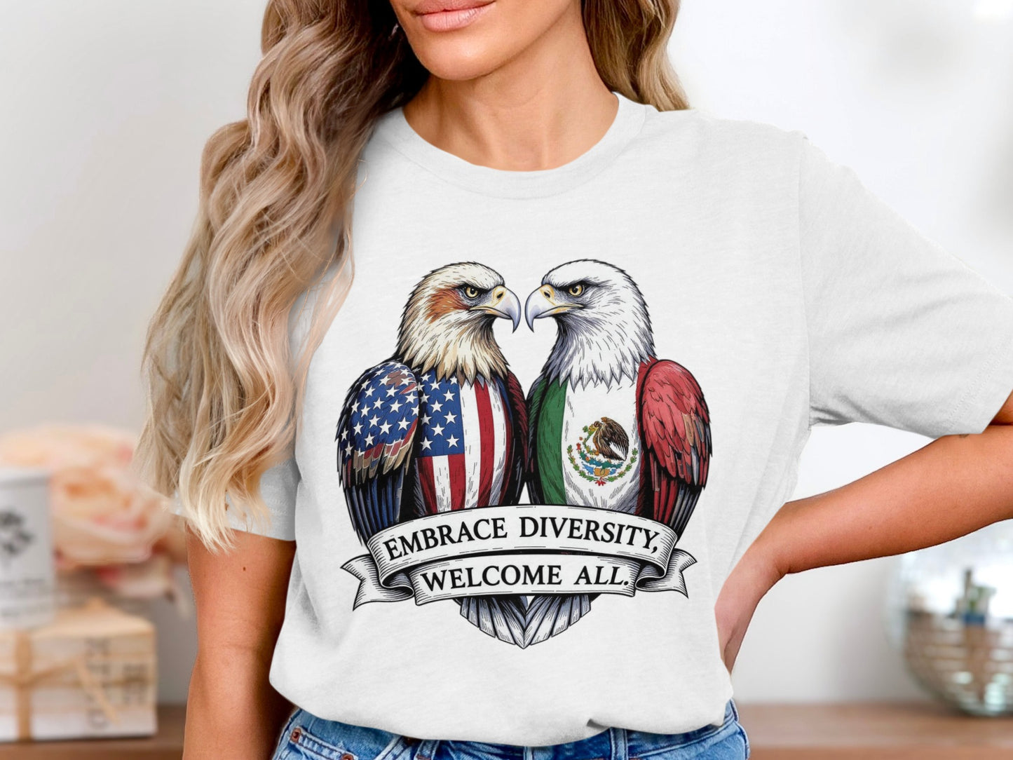 Embrace Diversity Welcome All Eagle Printed Shirt product