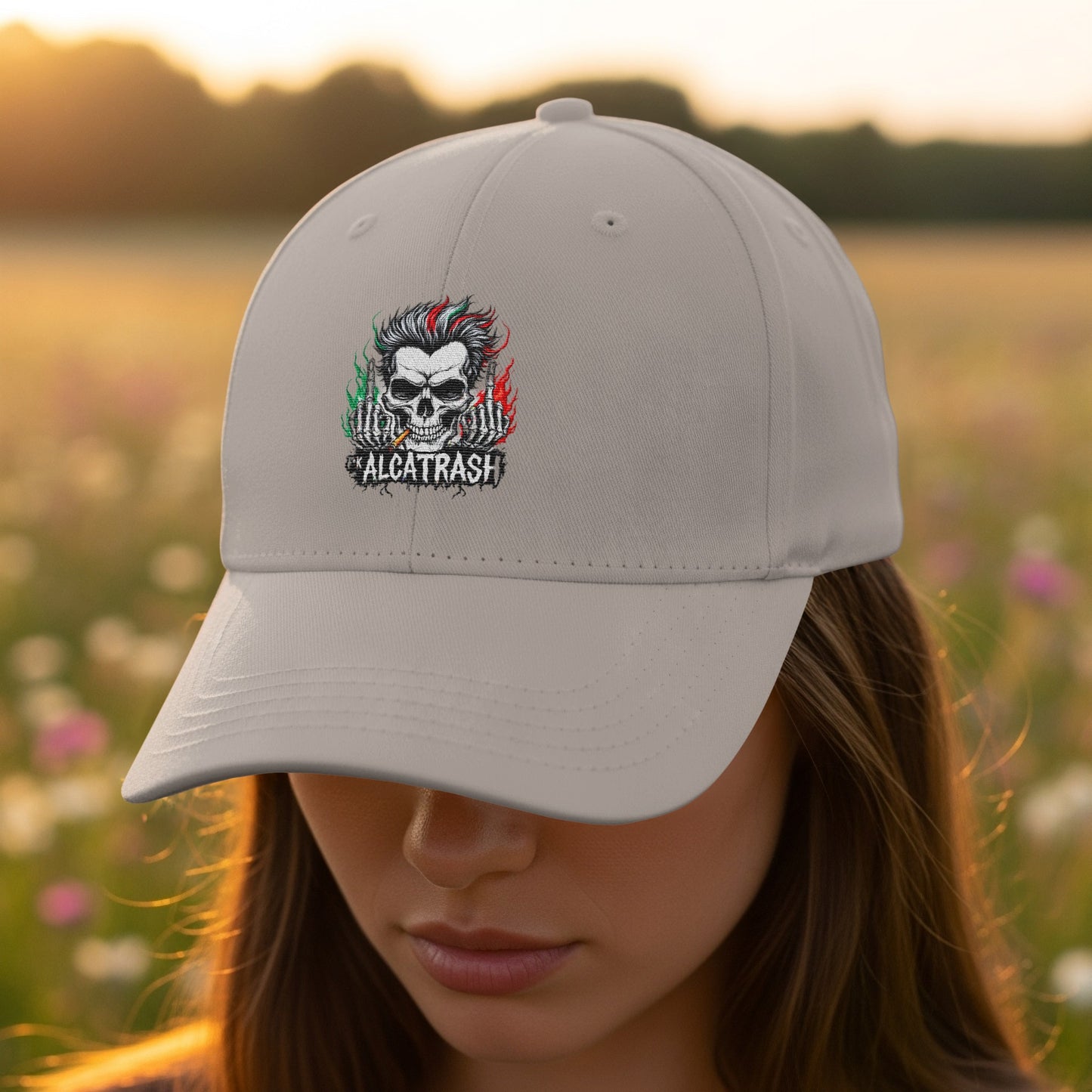 Alcatrash Skull Flame Hat Unique Design Cap product