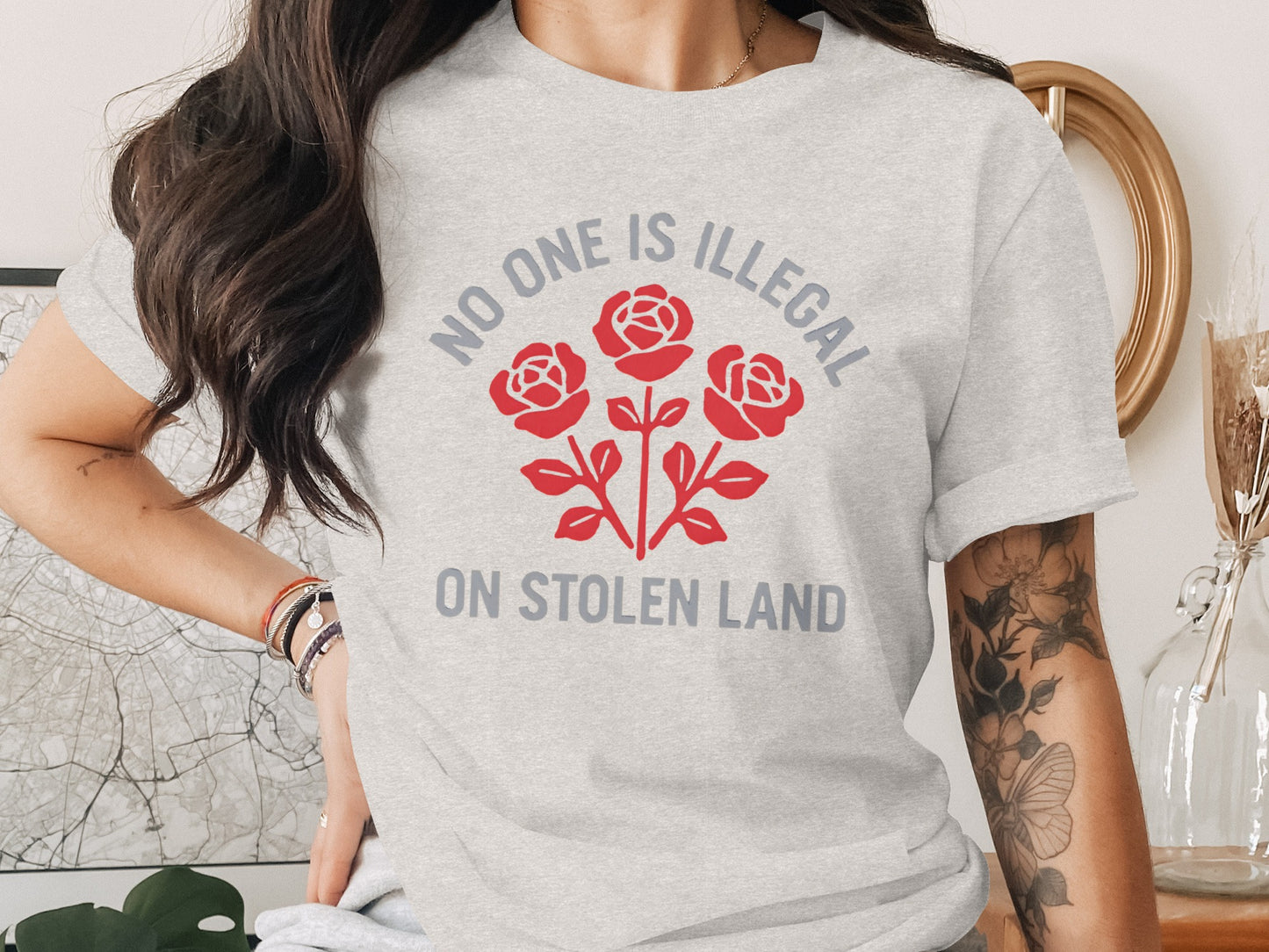 No One Is Illegal On Stolen Land Graphic Tee product