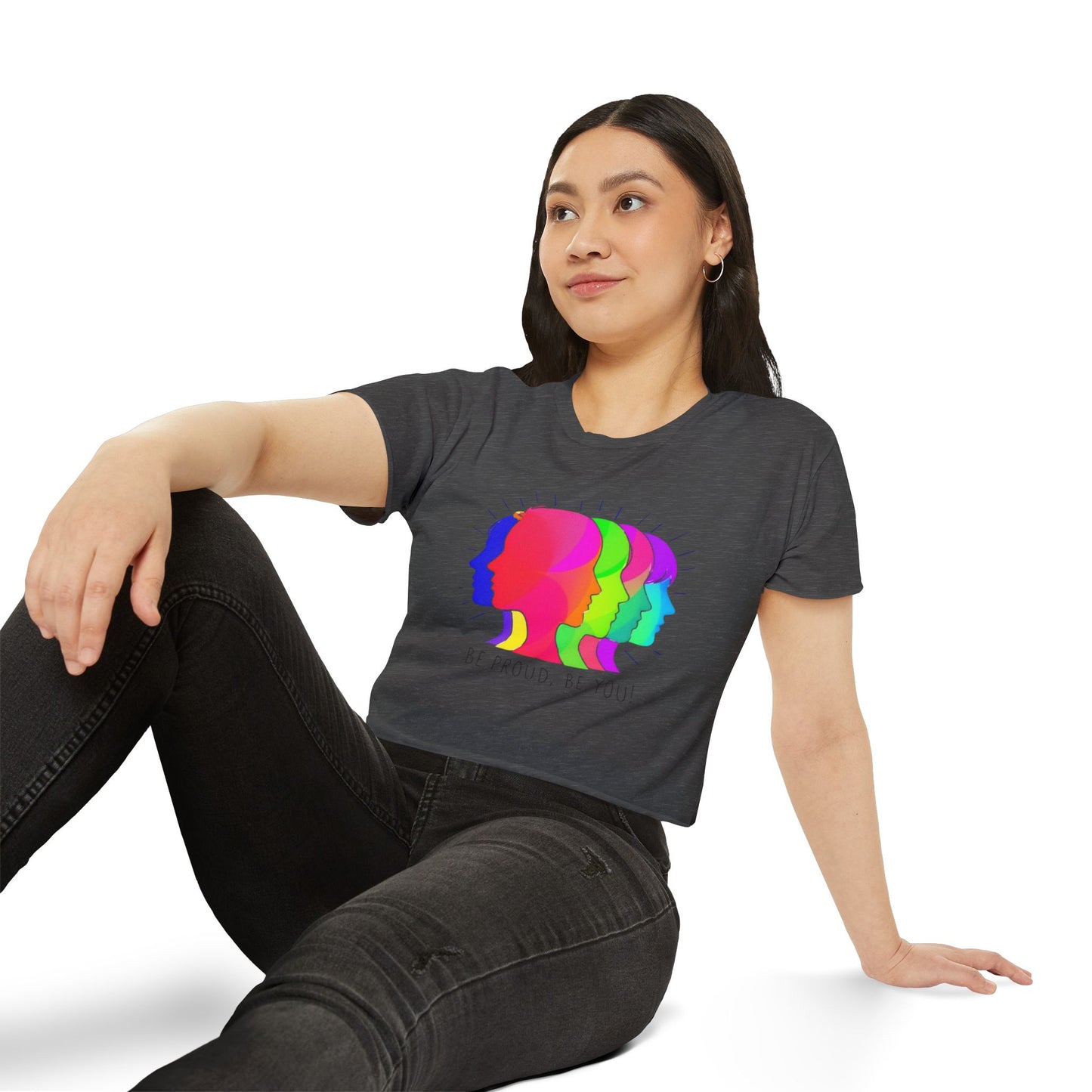 Pride crop top Women’s Festival Crop Top - Be Proud, Be You! Vibrant Pride Graphic Tee