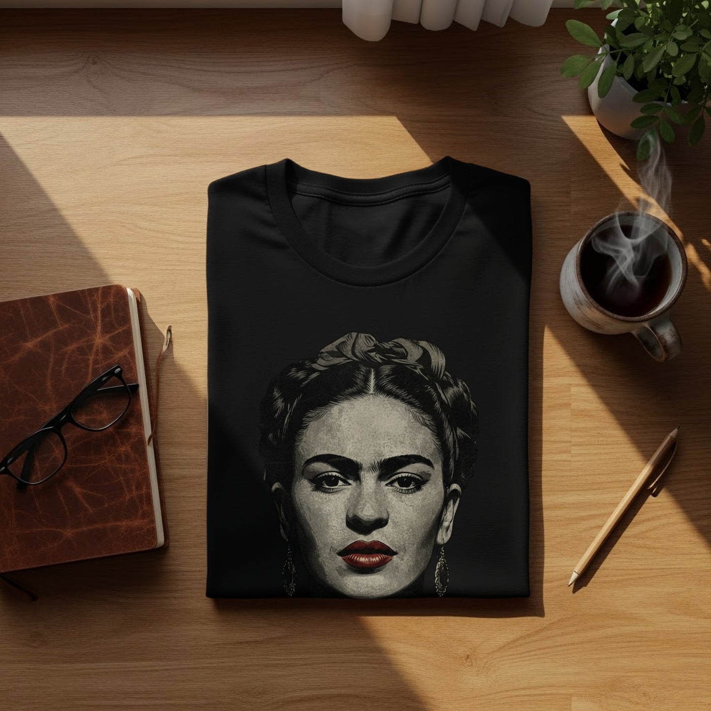 Artistic Portrait Graphic Black Tee Shirt Product