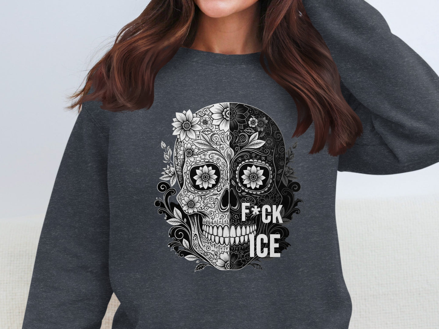 Skull and Floral F*ck ICE Graphic Long Sleeve Shirt product type