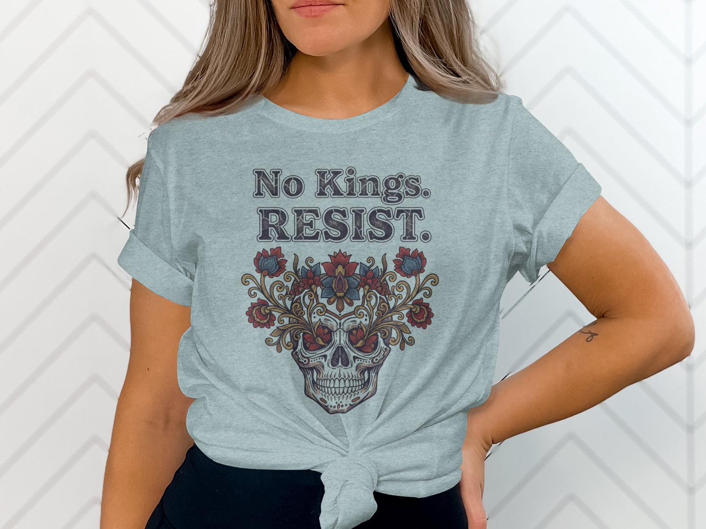 No Kings RESIST Skull Graphic Design Shirt product