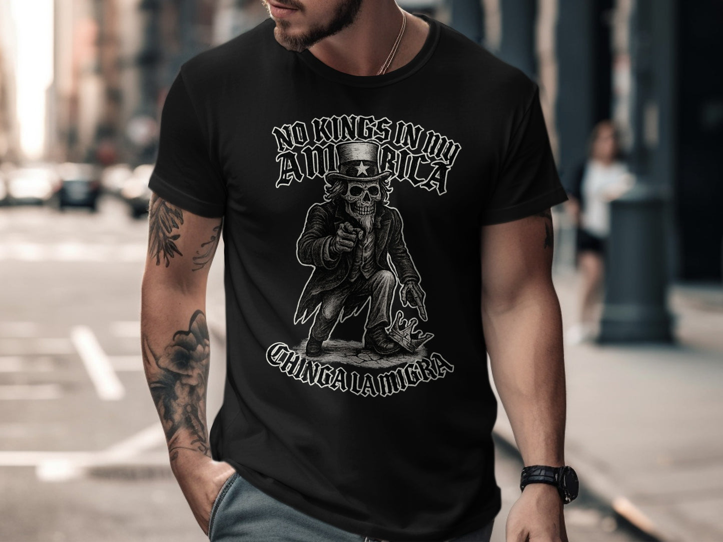 No Kings In America Chinga La Migra Graphic Tee product type