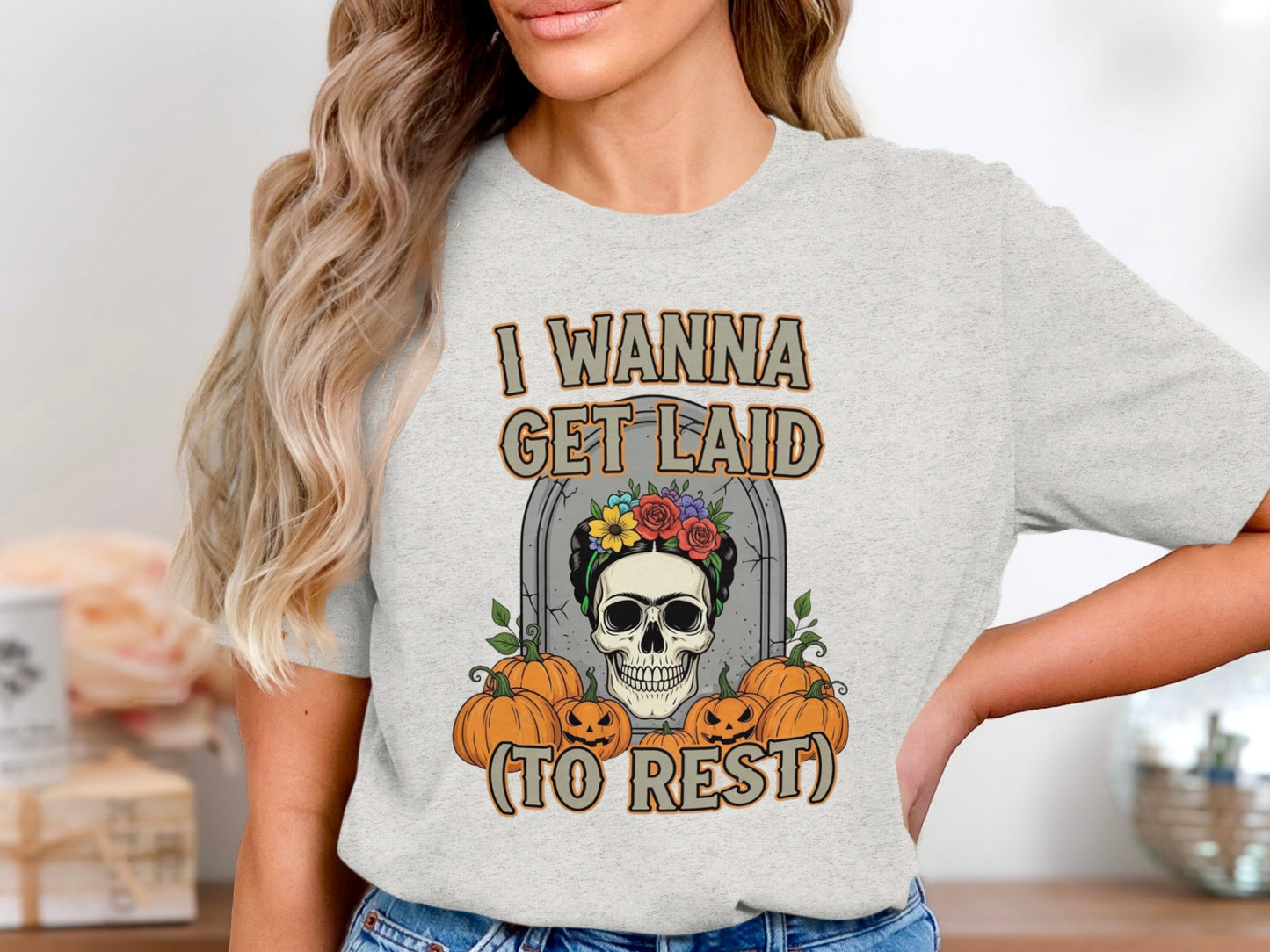 I Wanna Get Laid to Rest Halloween Skull Shirt product