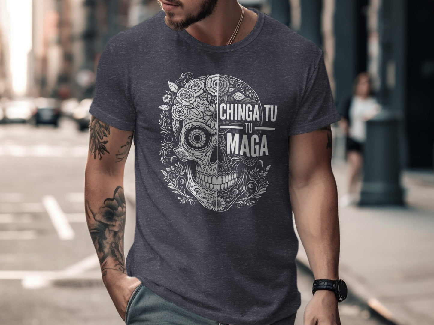 Chinga Tu Maga Skull Art Graphic Design Tee product type
