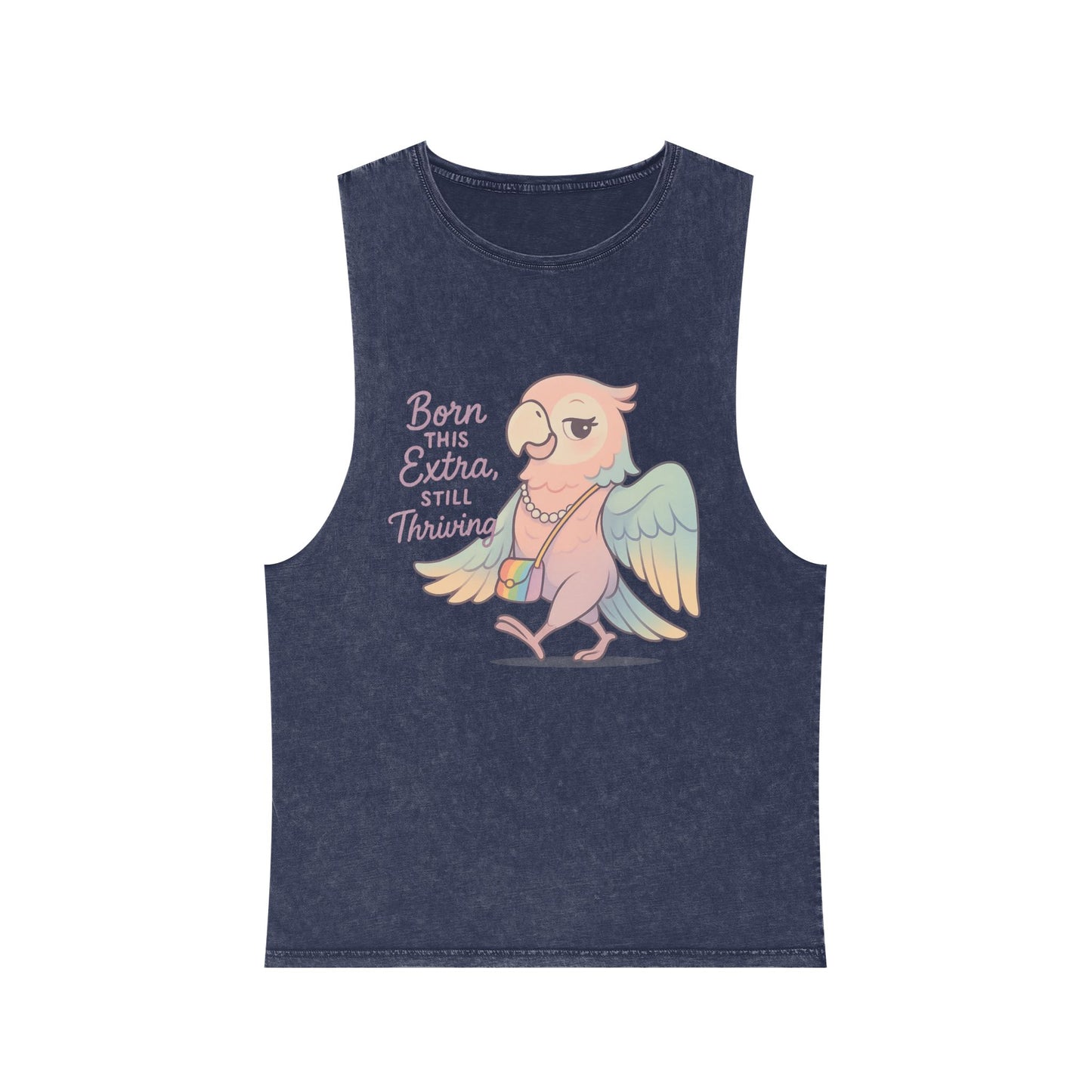 Unisex Stonewash Tank Top - Born This Extra, Summer Wear, Casual Tank, Gift for Her, Festival Top, Beach Outfit