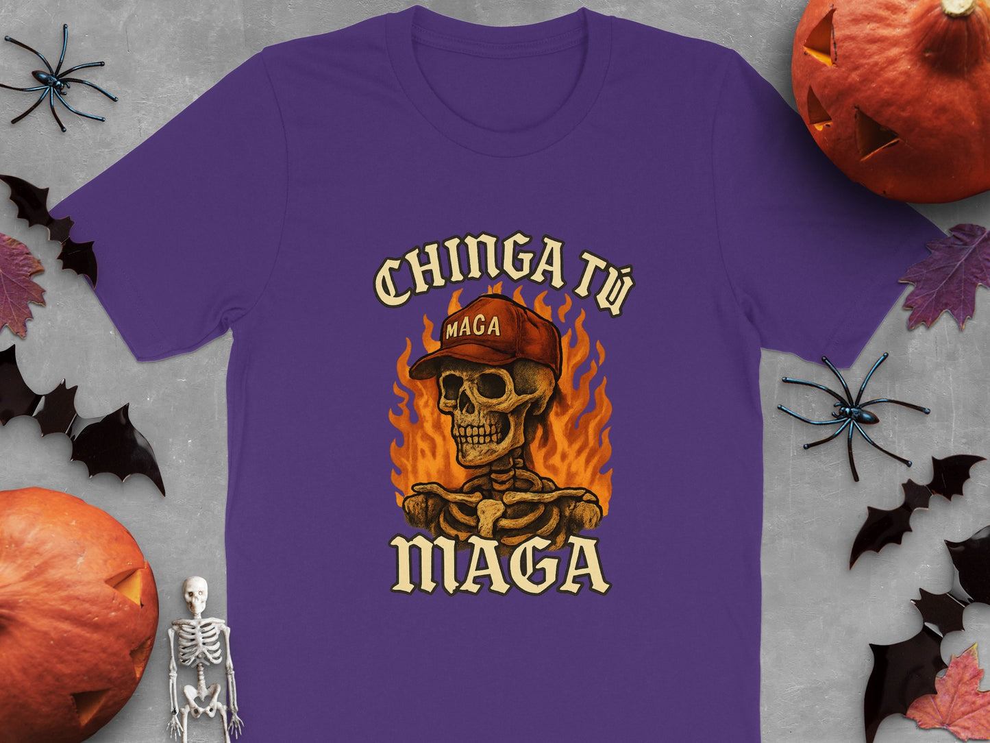 Chinga Tu Maga Skeleton With Fire Graphic Tee product type
