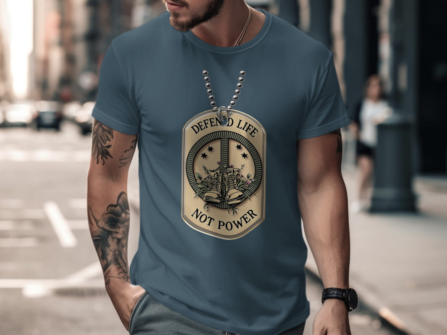 Defend Life Not Power Graphic T-Shirt for Men