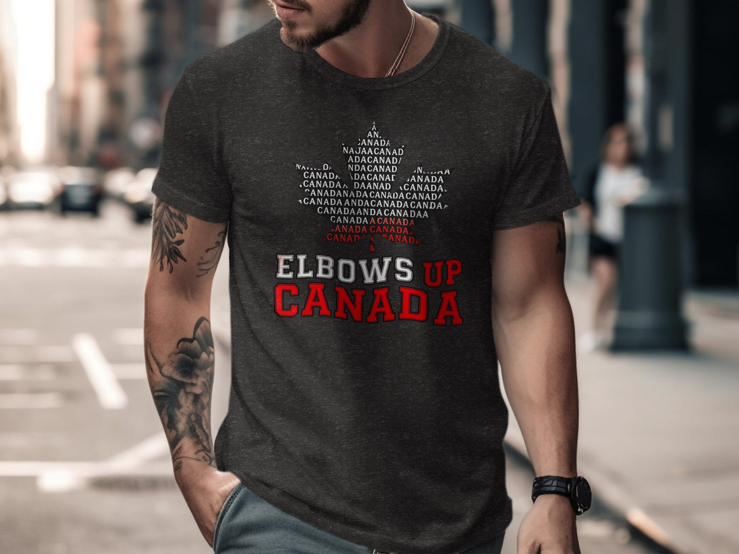 Elbows Up Canada Map Typography Design T-shirt product type