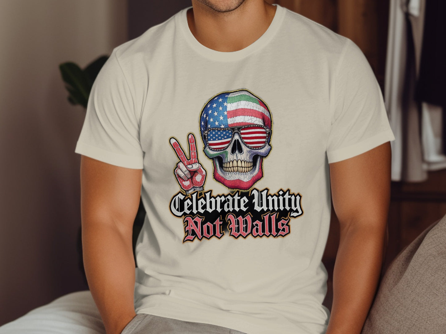 Celebrate Unity Not Walls Skull Graphic T-shirt product