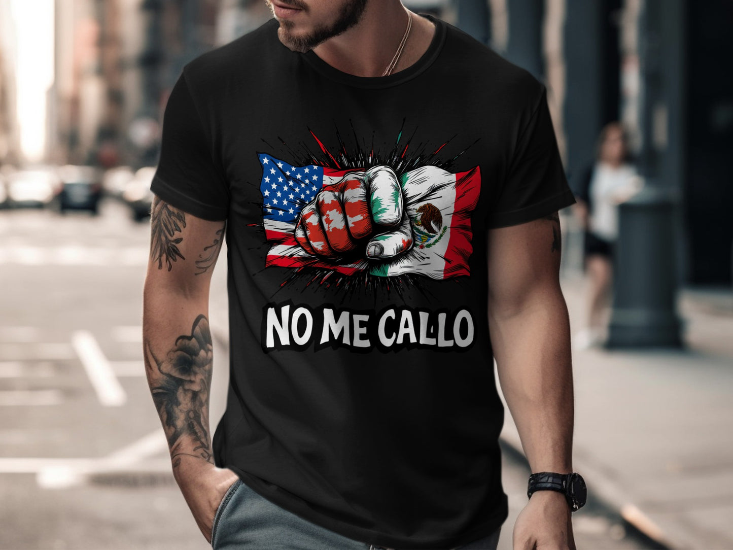 Patriotic Dual Flag No Me Callo Graphic T-shirt product