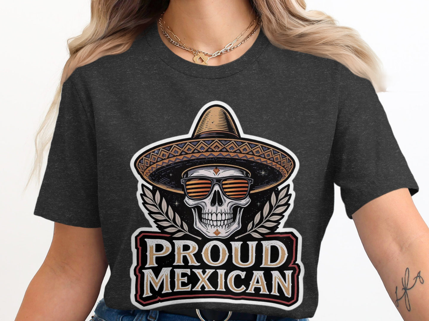 Proud Mexican Skull with Sombrero Graphic T-Shirt product