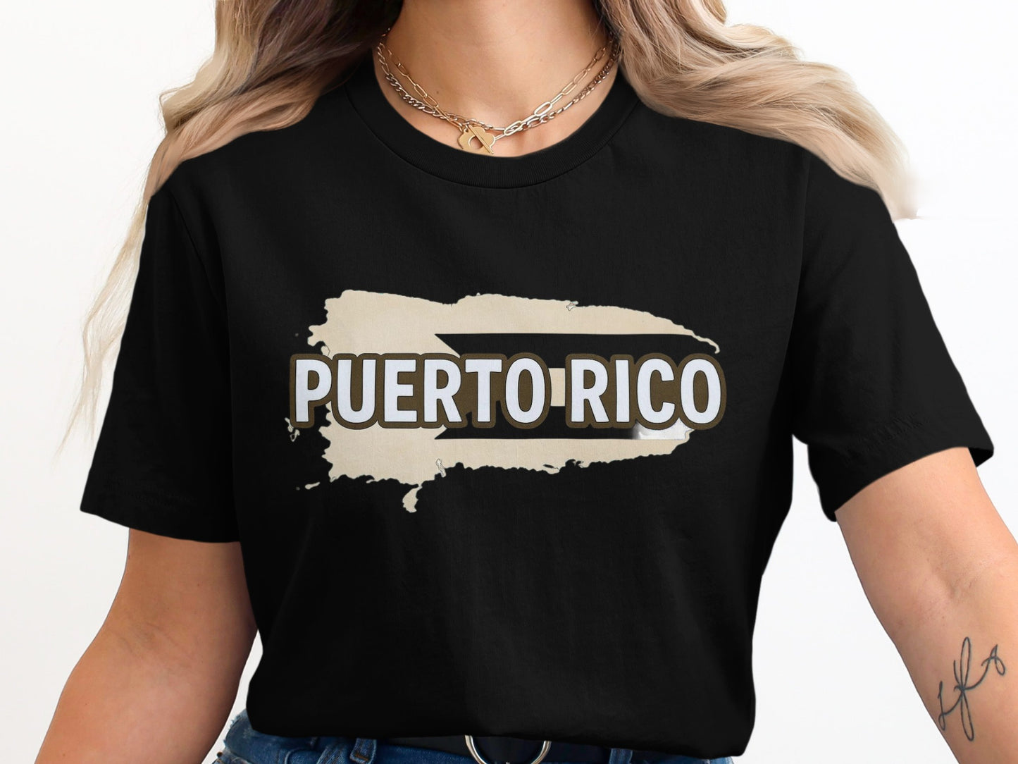 Puerto Rico Text Design Black T-shirt Shirt product type