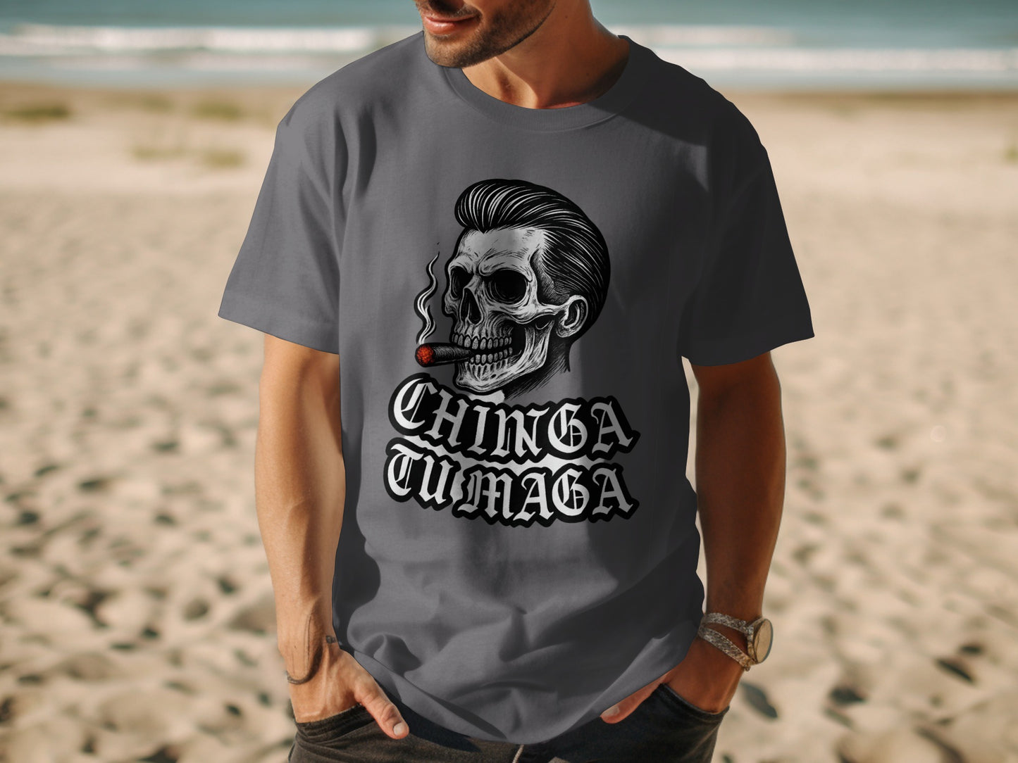 Chinga Tu Maga Skull Graphic T-Shirt product