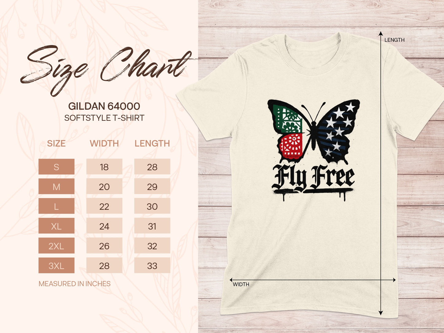 Fly Free Butterfly Design Gildan 64000 T-shirt product