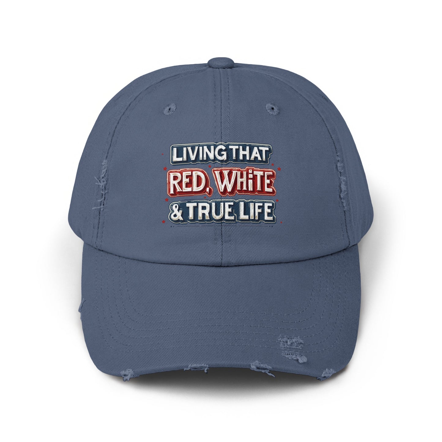 Living That Red White True Life Blue Distressed Hat product