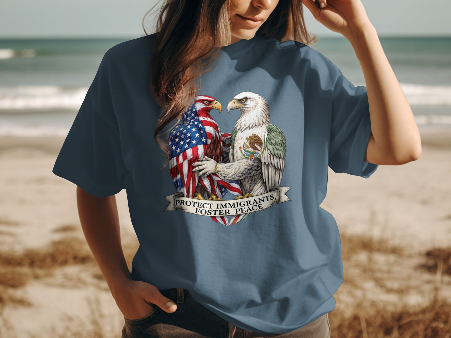 Protect Immigrants Foster Peace Graphic T-shirt Product