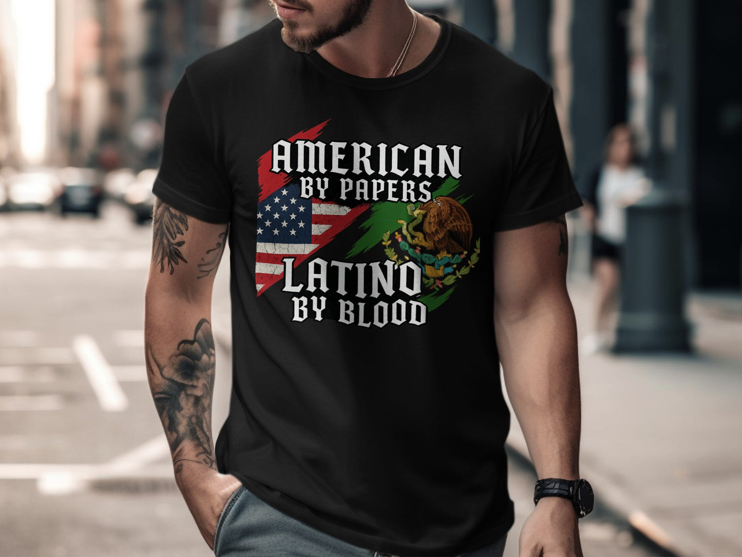 American By Papers Latino By Blood T-shirt product