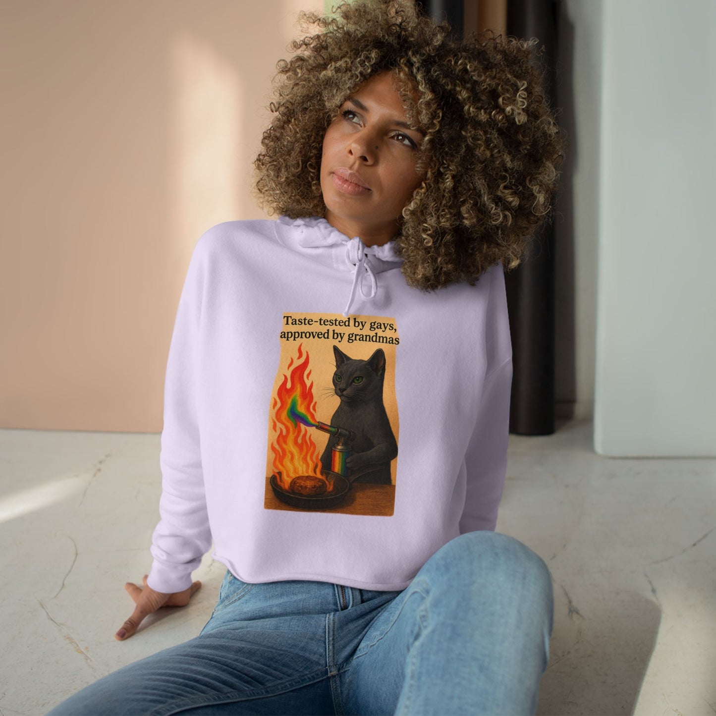 Cat Lover's Crop Hoodie - Funny Gift for Grandparents, Cute Animal Apparel, Cozy Streetwear, Unique Cat Design