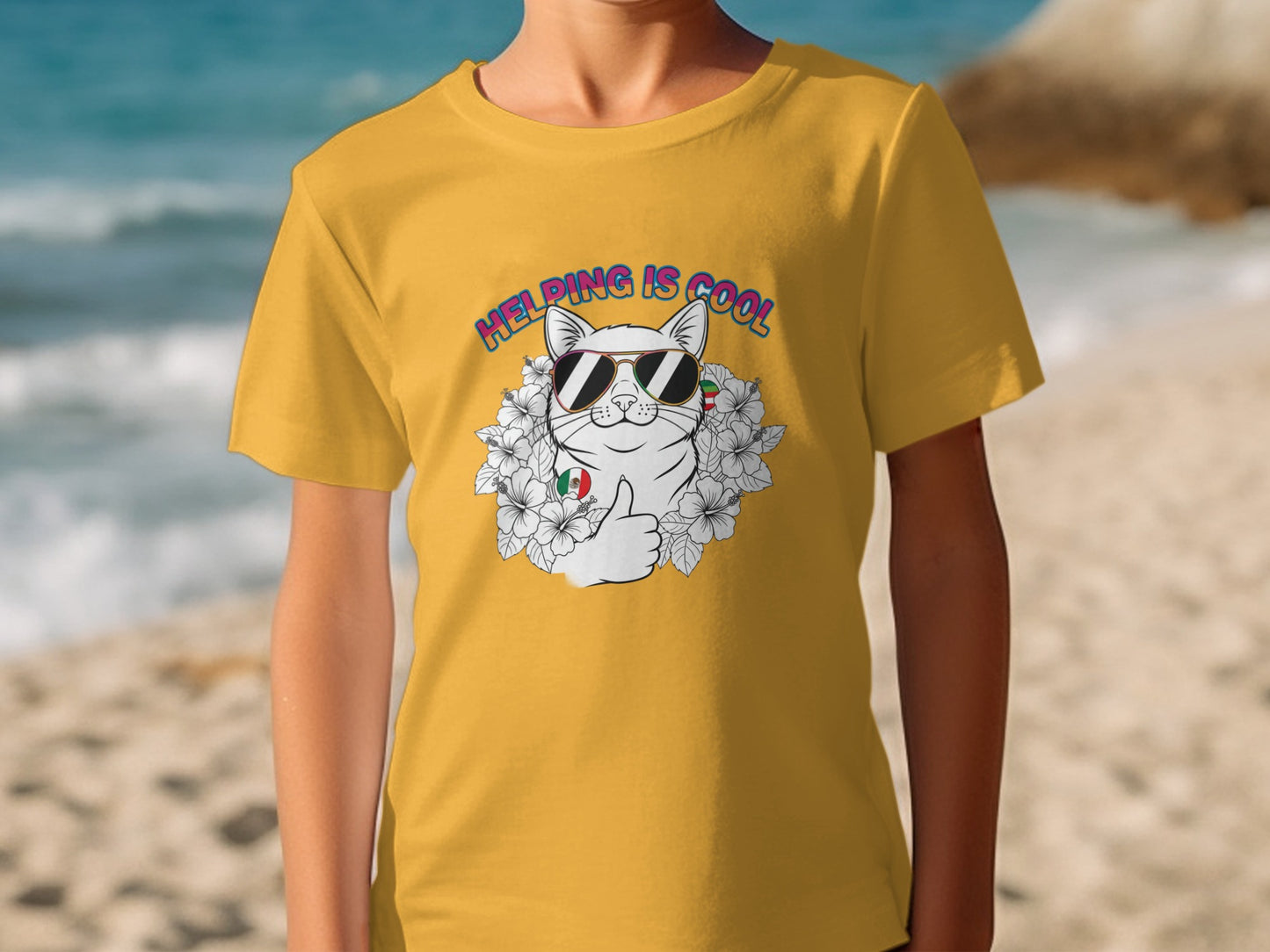 Helping Is Cool Cat With Sunglasses T-Shirt