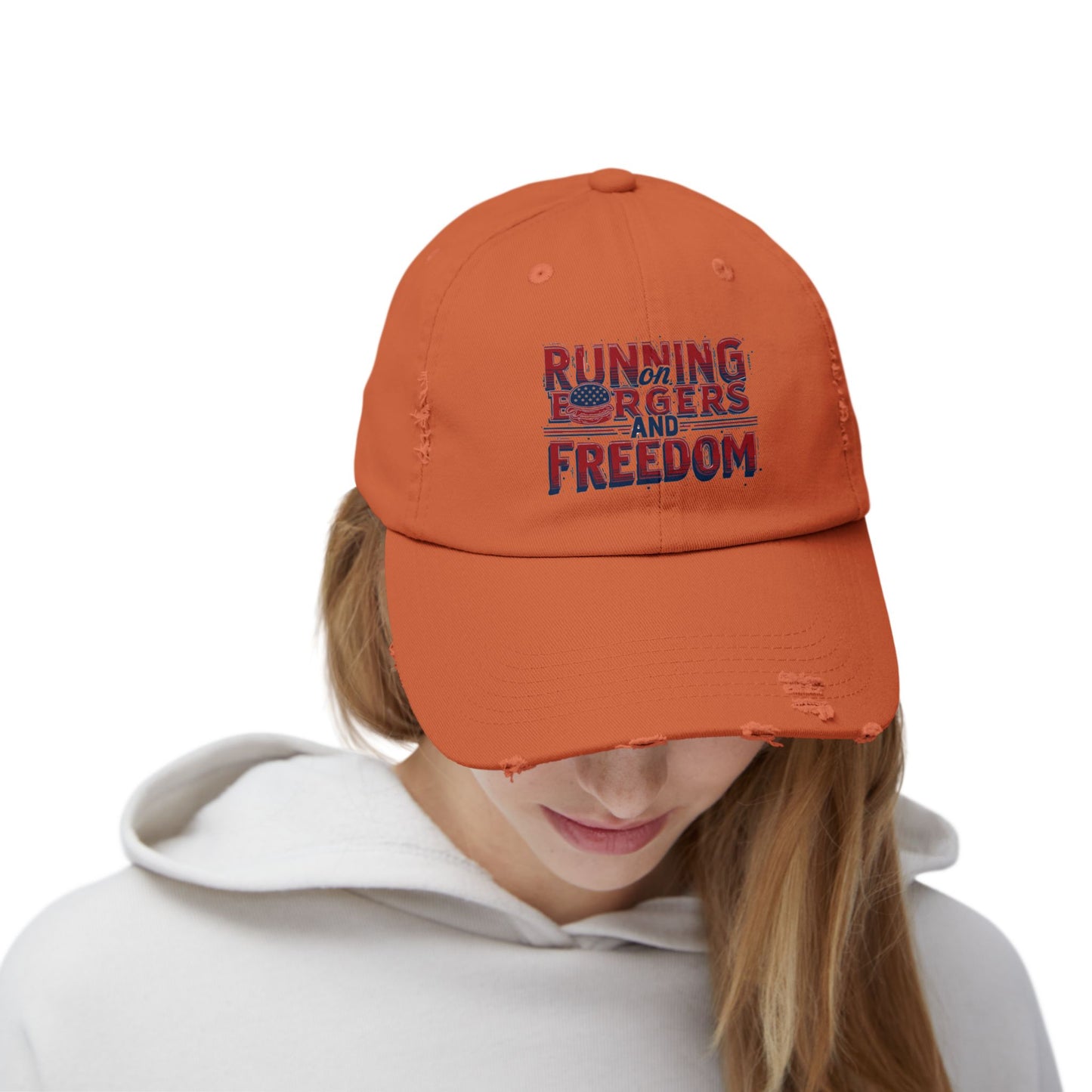 Unisex Distressed Cap - Running for Freedom Vintage Style Hat