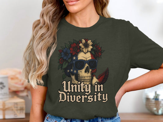 Cool Skull Unity in Diversity Graphic Tee Product