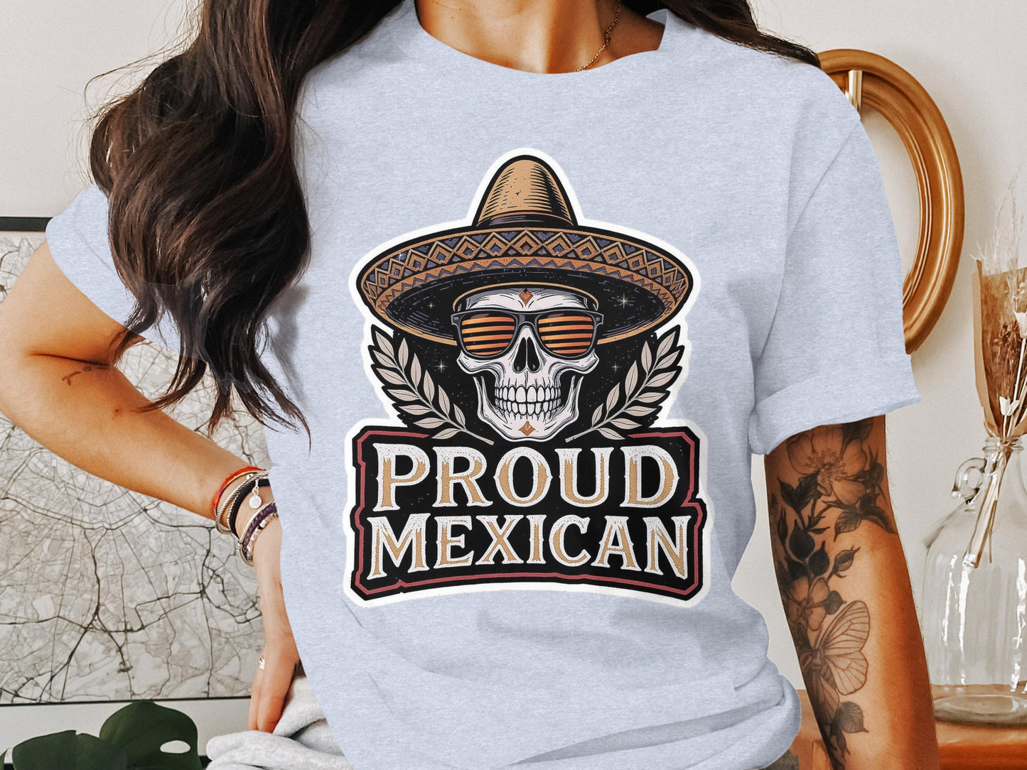 Proud Mexican Skull with Hat Graphic T-Shirt product